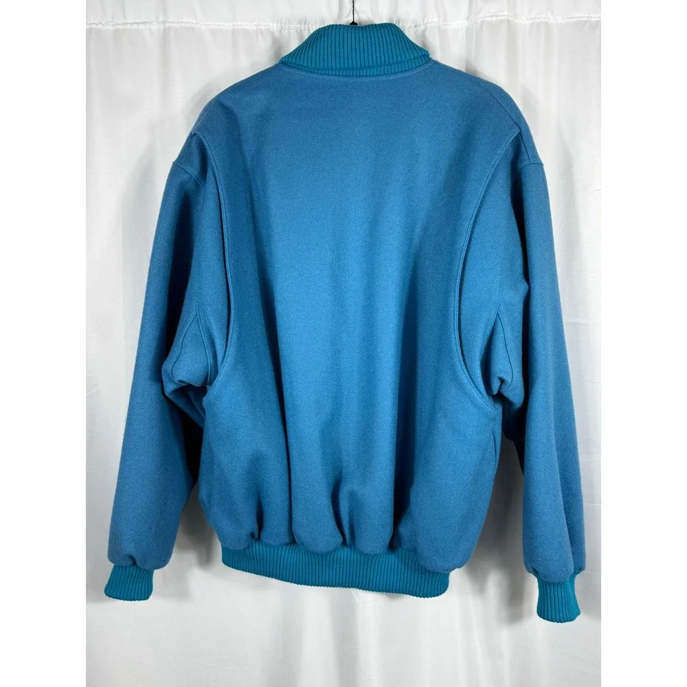 Vintage Chemise Lacoste Blue Wool Bomber Jacket Made in France‎ Size 4 Mens L